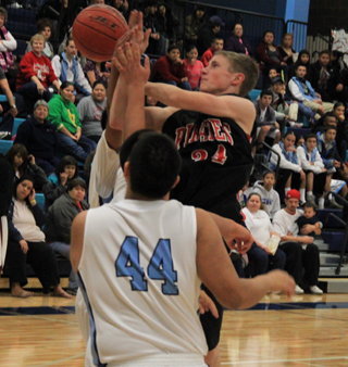 Lucas Arnzen tries to get a shot off inside against Lapwai.