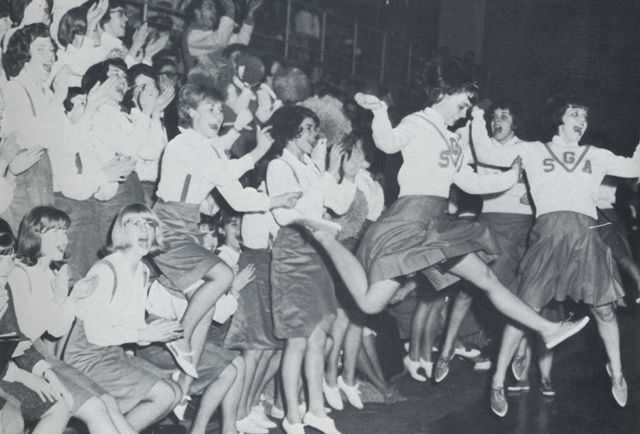St. Gertrudes Academy cheerleaders and fans.
