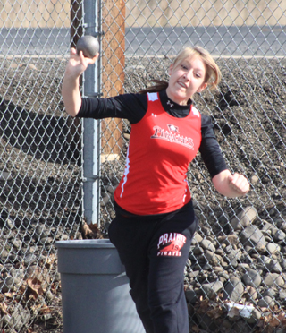 Jessi Riener in the shot put at the Lapwai meet.