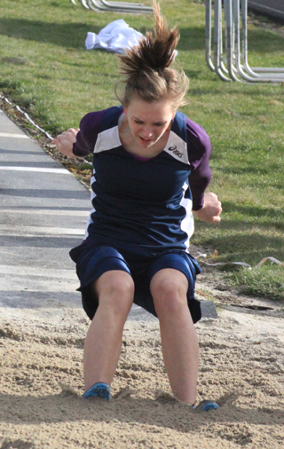 Summits Sarah Chmelik in the long jump at Kamiah March 29.