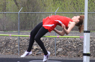 Brandi Gehring clears 4-6 in the high jump.