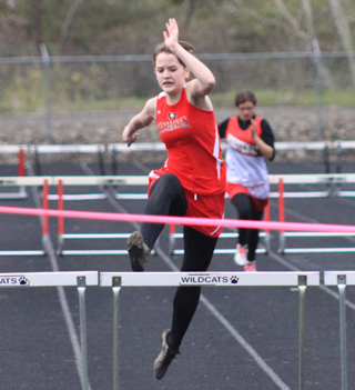Claire Whitley in the 300 hurdles.