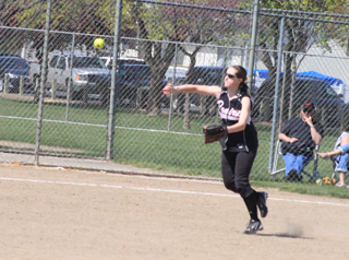 Megan Sigler makes a play at shortstop in the second Troy game.