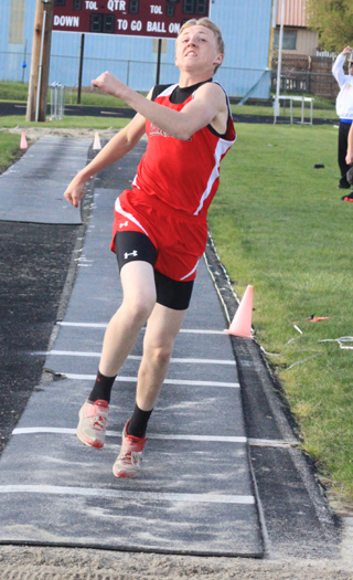 Marcus Higgins in the triple jump at Kamiah.