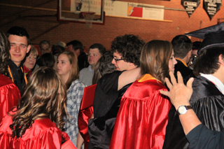 Graduates received hugs from friends and family after the ceremonies.