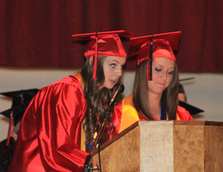 Valedictorians MaKayla Schaeffer and Megan Sigler gave their speeches together much like their older siblings did a couple years ago.