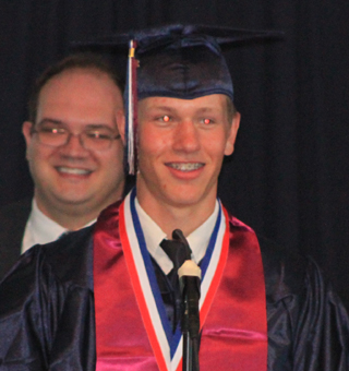 Salutatorian Derek Nuxoll gives his speech.