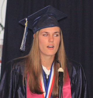 Valedictorian Savanah Prigge gives her speech.
