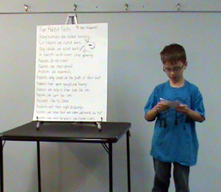Tate Klapprich gives his demonstration at the 4-H Spring Livestock Show. Photo provided by Susie Heckman.