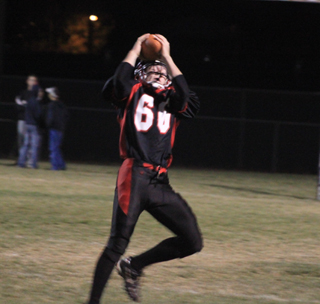 Seth Chaffee made this catch for a 38 yard gain on the first play from scrimmage for the Pirates.