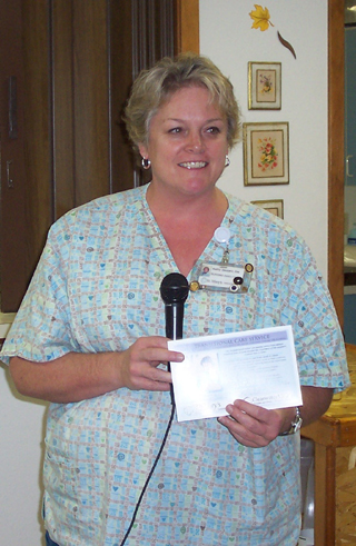 Kathy Seubert, DNS for St. Mary’s Hospital gave a shot presentation at the Senior Citizens meeting last week.