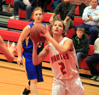 Callie Mader looks to shoot against Nezperce.