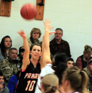 Leah Holthaus puts up a 3-point attempt against Kamiah.