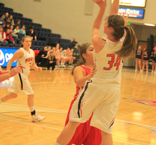 Shelby VonBargen puts up a shot in the C.V. game.