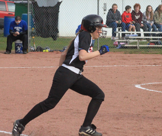 Sky Wilson rounds first on a double against Orofino.