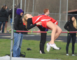 Brandi Gehring clears 42 in the high jump.