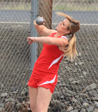 Heidi Holubetz in the shot put.