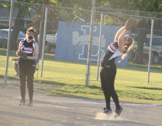 Tanna Schlader catches a pop fly in the second game against Potlatch.