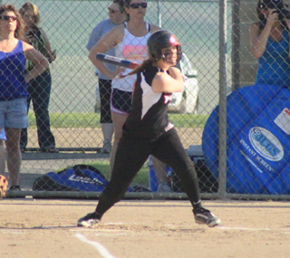 Tanna Schlader hits a first inning double against Genesee.