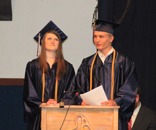 Summit Valedictorian Julia Osborne and Salutatorian Shane Stubbers gave their speeches together.