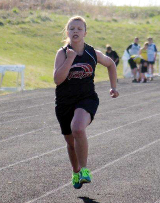 Trista Latimer in the 100.