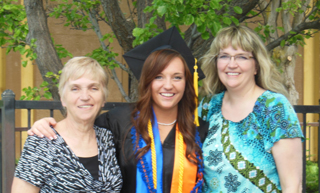 Brittany Brillon is shown with her grandmother, Viv Enneking of Cottonwood and her mother Eileen Holden of Salmon after graduating from BSU.
