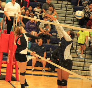 Shayla VonBargen pounds a spike past a Lapwai defender.