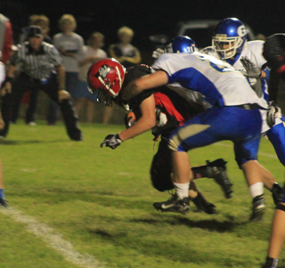 Calvin Hinkelman powered through this tackle attempt for a fourth quarter touchdown.