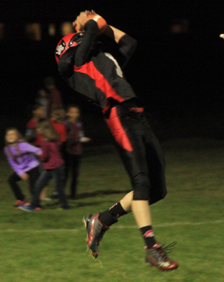 Lucas Arnzen catches a pass in the end zone for a second half touchdown.