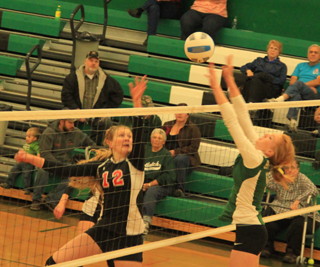 Kayla Schumacher managed to tip the ball past Potlatch's block attempt.