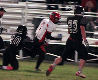 Rhett Schlader gains more yardage after breaking this tackle on a catch and run.