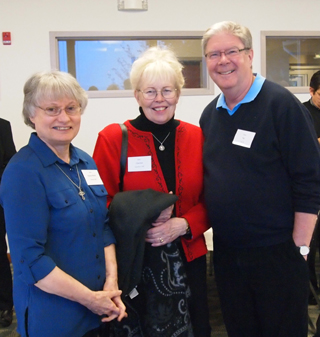 From left to right: Sister Donna Marie Chatraw, OSB, Prioress, Queen of Angels Monastery, Mt. Angel, Oregon; Sister Clarissa Goeckner, OSB, Prioress, Monastery of St. Gertrude, Cottonwood, Idaho; and Patrick Lee, S.J., Provincial for the Society of Jesus, Oregon Province.