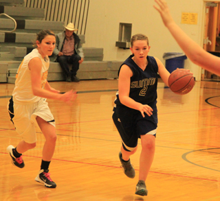 Rachael Frei drives past a Highland defender in Lady Patriots action from a couple of weeks ago.