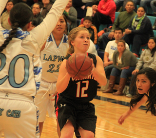 Nicole Wemhoff looks for a shot in the lane against Lapwai.