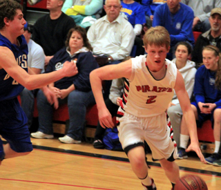 Rhett Schlader with the ball out in the corner against Genesee.