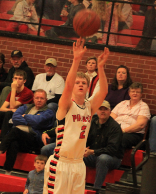 Rhett Schlader connects on one of his four first half 3-pointers against Troy.