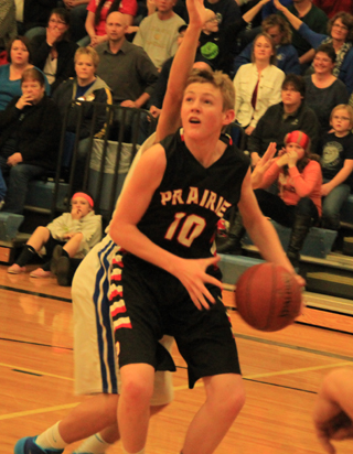 Jared Higgins looks to shoot at Genesee.