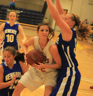 Kyndahl Ulmer looks determined to score in the Genesee game.