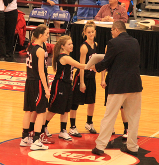 Prairies seniors accept the 1A-D1 Sportsmanship Trophy during halftime of the championship game. This is an honor that belongs to the team, coaches, cheerleaders and fans and has been awarded to Prairie 3 years in a row.