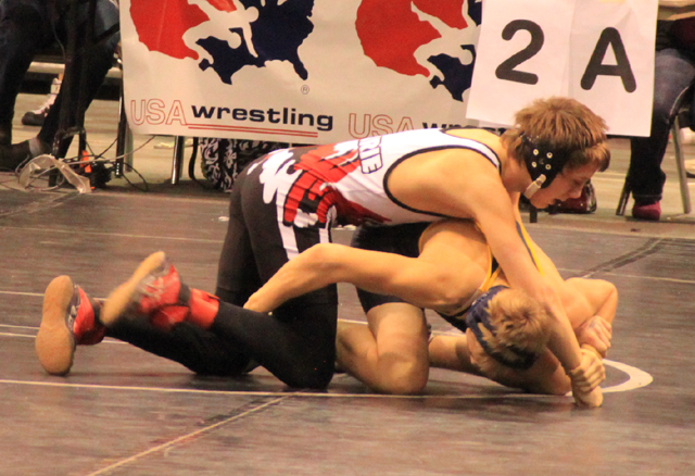 Nathan Gimmeson got off to a good start in his second round match against Cody Barrett of Marsing, taking a 4-0 lead but Barrett wound up winning by pin.