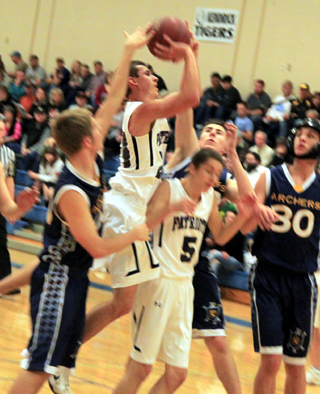 Michael Waters appears to be using Dean Stubbers as a springboard for this shot against Ambrose.