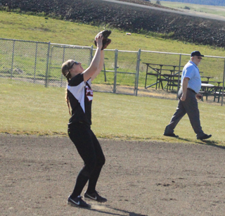 Hailey Danly settles under an infield popup against Genesee.