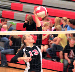 Holli Uhlorn actually scored a kill on this left handed hit.