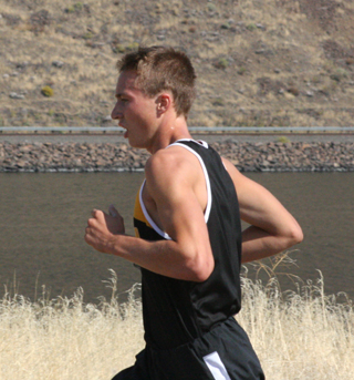 Peter Spencer is shown at the Asotin Island Run crosscountry meet at Chief Timothy Park.