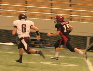 A Kamiah defender appears to have the angle but Hunter McWilliams had enough speed to pull away for a touchdown on this play.