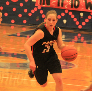 Hailey Danly dribbles past the lane at Grangeville.