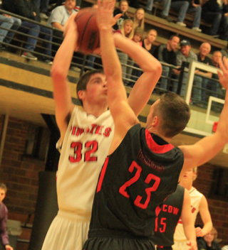 Pirate sixth man John Mager puts up a shot at Moscow.