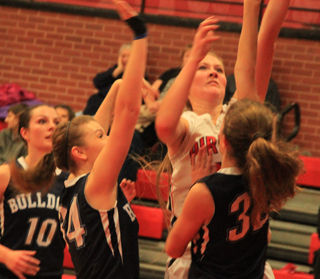Kayla Schumacher drew a lot of attention from the Grangeville defense but still managed to score 11 points.