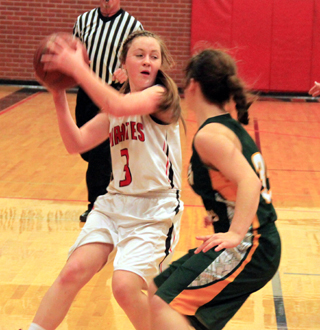 Angela Wemhoff looks to pass against Potlatch.