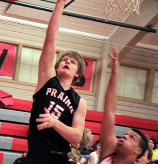 Tanner Ross scores on a lay-up at C.V.